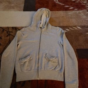 H&M Gray zip up sweater with bows